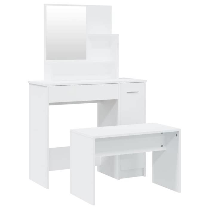 Coiffeuse Almina Avec Tabouret – VICCO – Blanche – 1 Tiroir – Pour Chambre Ou Salle De Bain