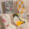Housse de chaise imprimée florale, en Spandex extensible, amovible, lavable, pour salle à manger [F688FBE]-2