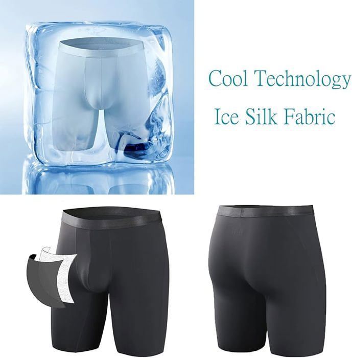 Nuofengkudu Long Boxer Homme Soie Glacee Cool Calecon Respirant Confort sous Vetements Anti Frottement Elastique sans Couture Mail 4 pack noir vert gris winered Cdiscount Pret a Porter