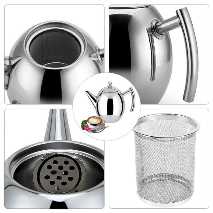 Bouilloire En Acier Inoxydable Avec Poignée Anti-brûlure - Compatible Induction, Design Rétro, 1 Pièce