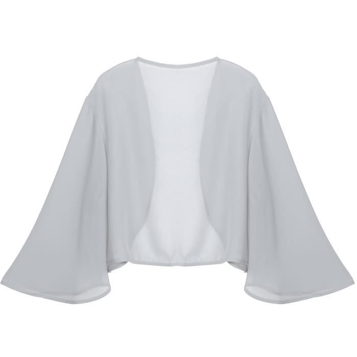 Freebily Femme Bolero Gilet Court Cardigan Mariage Bolero Haussement Vest a Manche Courte pour Robe Soiree Cocktail Mariage Gris Cdiscount Pret a Porter