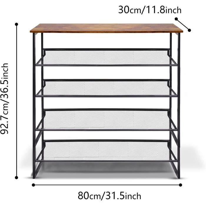 Étagères à Chaussures à 3 Niveaux, Rangement à Chaussure En Métal Meuble A Chaussures Entree