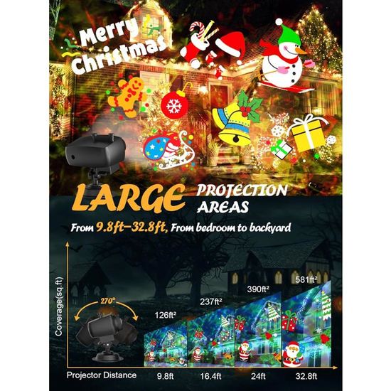 Projecteur Fête Avec 20 Diapositives HD - Halloween, Noël, Motifs Animés, Télécommande, Minuterie, Pour Intérieur/extérieur