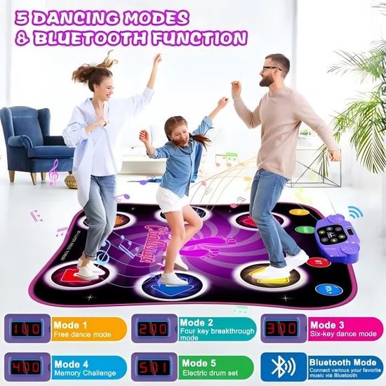 Tapis De Danse Lumineux Handwell Enfant - Bluetooth, 5 Modes De Jeu, Détection Tactile, Surface Antidérapante, Pour 3-8 Ans Et Plus