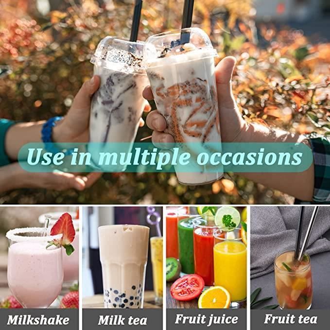 Pailles Réutilisables En Inox 304 - Lot De 7, Diamètre 10mm, Longueur 21cm, Pour Bubble Tea, Smoothies, Avec Brosses