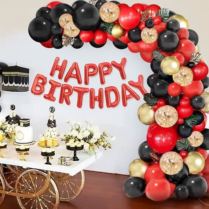 Décorations d'anniversaire pour femme - Rouge-noir et doré - Kit d'arche de  ballons pour 30, 40, 50, 60 ans[183] - Cdiscount Jardin