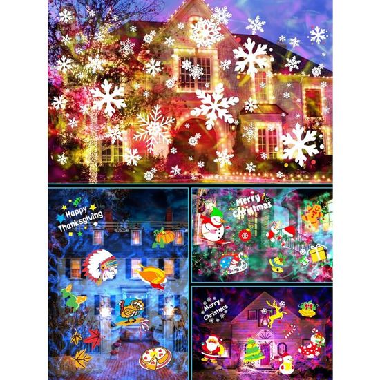 Projecteur Noël Extérieur Projecteur Fête Diealles Shine 10 Diapositives - Noël Halloween Neige Télécommade Intérieur Extérieur Eclairage De Noel Exterieur