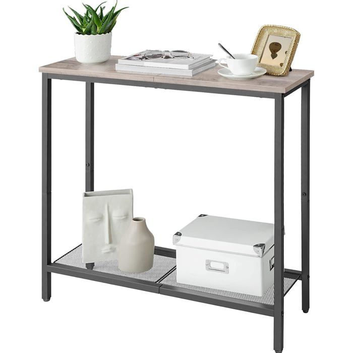 HOOBRO Tables Consoles, Lot De 2, Tables D'Entrée De 75 Cm, Bouts De Canapé étroit, Tables D'Appoint Fine, Présentoirs Pour Entrée, Chambre, Salon, Hall, Couloir, Marron Rustique Et Noir EBF75XGP201