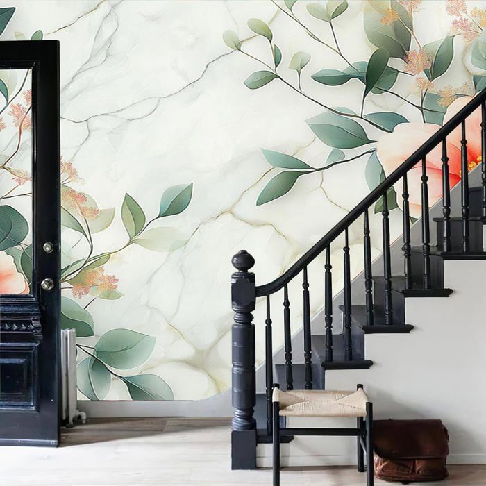 3D Peintures Murales Papier Peint Fleurs et papillons Photo papier