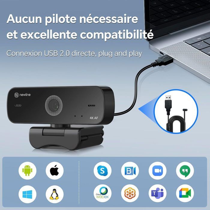 Webcam 4K 30FPS Con Grandangolo 120°, Microfono E Telecomando, Per Streaming E Videoconferenze Su PC - 2