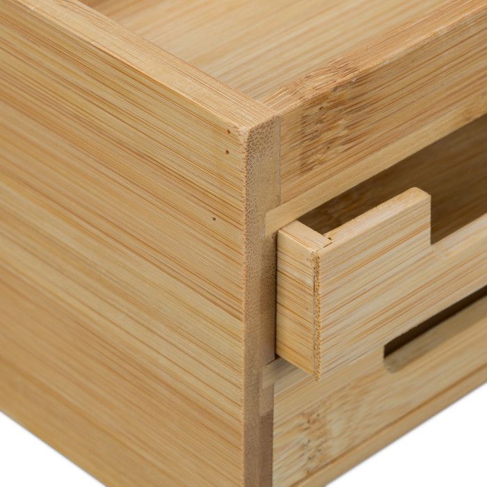 Relaxdays Organiseur De Bureau En Bambou Naturel – Porte-stylos Carré 10 Compartiments, Design Épuré Et Écologique, 9,5 X 23 X 9 Cm