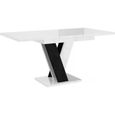 Table repas extensible Masiv - HABITAT ET JARDIN - 120/160 x 80 x 75 cm - Blanc brillant/Noir brillant-0