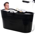 Baignoire Portable pour Adultes et Enfants - Hello Bath® - XL, 125x56x64cm - Seau Bain en Polypropylène (Couleur - Noir)-0