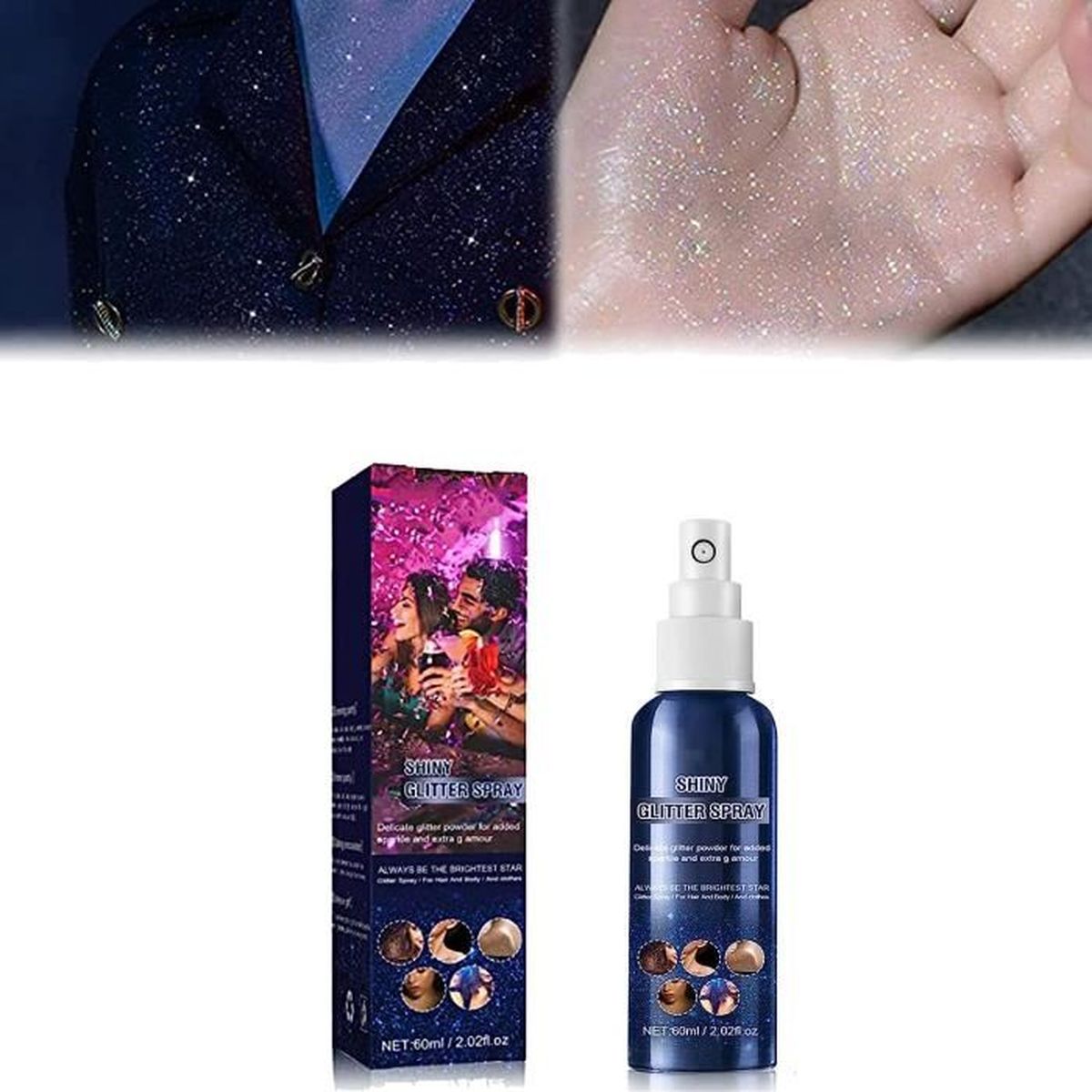 Glitter Spray, Body Glitter Spray Tiktok Shimer Silver Glitter