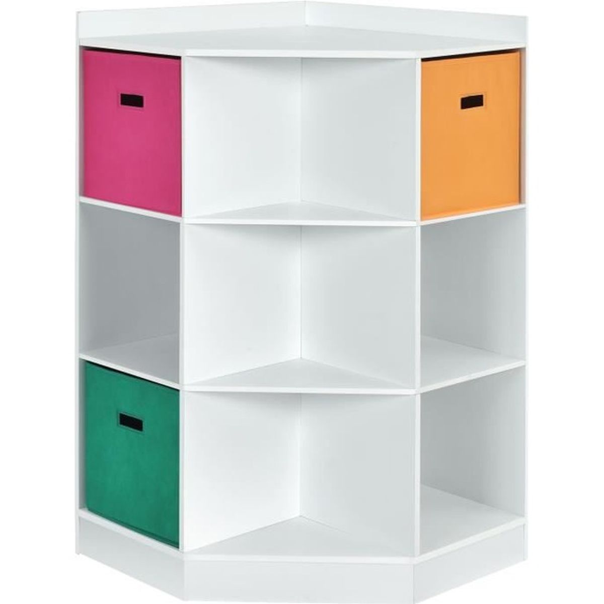 Meuble de Rangement d'Angle Enfant avec 9 Niches et 3 Tiroirs Non