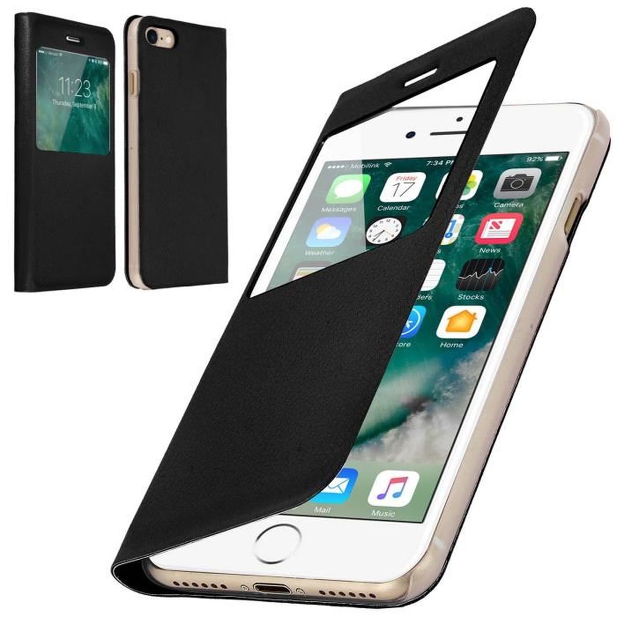 Fenetre Sur Cour Rabat Coque Iphone 8 Rabat Clapet Fenetre Noir Achat Coque Bumper