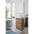 Meuble lave mains + vasque + miroir - Décor Chêne - L40 x P22 x H68 cm - TRENDTEAM