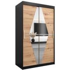 ABIKSMEBLE Boliwia 120 Armoire à Deux Portes Coulissantes avec Miroir, Tringle et Étagères 120x200x62 cm Noir et Artisan
