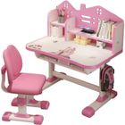 BIPLUT Table d'étude pour enfants - Table et chaises ensemble - rose - PP, ABS, PE, acier, MDF