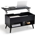 COSTWAY Table Basse avec Plateau Relevable Table de Salon Moderne avec Rangement Caché 2 Compartiments Ouverts 80x40x44,5-58CM Noir