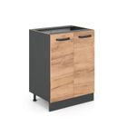 Meuble bas de cuisine R-Line, 60cm sans PT, Chêne de force doré, Anthracite, Vicco
