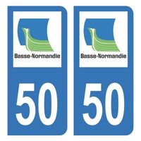 Autocollant Stickers plaque immatriculation voiture Département 50 Manche Logo Ancienne Région Basse Normandie