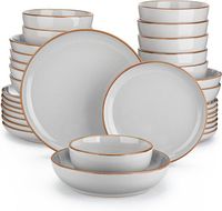 vancasso Assiettes NYMPH, 32 pièces Service de Table en Grès , ensemble de vaisselle pour 8 personnes - Gris