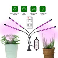 Lampe de croissance des plantes, lampe de jardinage, lampe d'éclairage pour plantes, lampe de semis télécommandée à quatre tubes