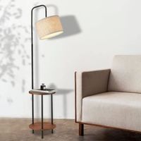Dorlink® Lampadaire sur pied,Lampadaire LED avec tablette en bois lampadaire industriel Pour Chambre  Salon Bureau