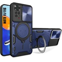 Coque pour Xiaomi Redmi Note 11-11S Bleu Marine Antichoc avec Support Magnétique et Protection Caméra