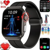 XtraDiTech Montre Connectée ECG PPG Cardiofréquencemètre Thermomètre Boîtier Alliage Écran AMOLED 2,04 Fermoir Magnétique