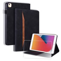 Verre trempé + Coque Pour iPad 9e-8e-7e Génération (2021-2020-2019) iPad 10.2" Housse Tablette Etui en Cuir PU Flip Case noir