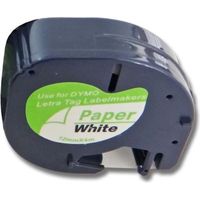 Cassette à ruban pour Dymo LetraTag LT-100H, LT-100T, QX50, XR - 12mm x 4m - Encre noire sur ruban blanc - VHBW