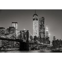 Papier Peint Intissé Noir et blanc New York 254x184 cm Panoramique Bridge Manhattan Chambre Salon Photo Tissé Muraux Trompe l'oei