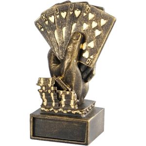 Statue Trophée Poker En Résine 11,5 Cm - Main Tenant Une Carte, Décoration Collection Ou Cadeau Pour Joueurs