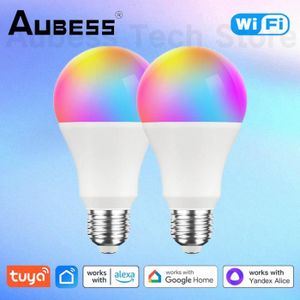 AMPOULE INTELLIGENTE 2 pièces-B22-AUBESS-Ampoule LED Intelligente Tuya-B22, 15W, RGB, CW, WW, WiFi, pour Alice, Alexa, Google Assi