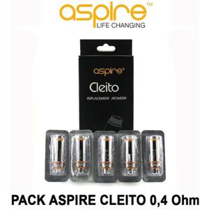 ATOMISEUR E-CIGARETTE Pack 5 résistances ASPIRE CLEITO 0,4 Ohm pour clea