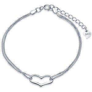 Infinite U Bracelet pour fille Bijou en argent fin 925 le cœur et double chaînes couleur de l\u0027argent