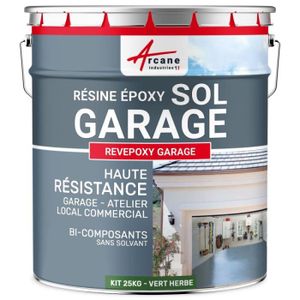 PEINTURE - VERNIS Peinture epoxy garage sol REVEPOXY GARAGE  Vert herbe ral 6010 - kit 25 Kg (couvre jusqu'à 80m² pour 2 couches)