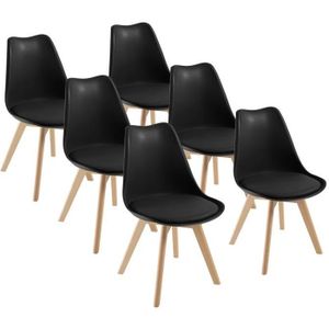 CHAISE Lot de 6 chaises DEWINNER - Coloris : Noir - Style