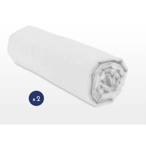 Domiva Lot de 2 draps-housses 140 x 70 cm blanc/écru au meilleur prix sur