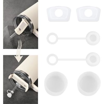 Accessoires Stanley Cup - Bouchons Silicone Anti-fuites (4 Pailles, 4 Ronds, 4 Carrés) - Pour Cups 30oz/40oz