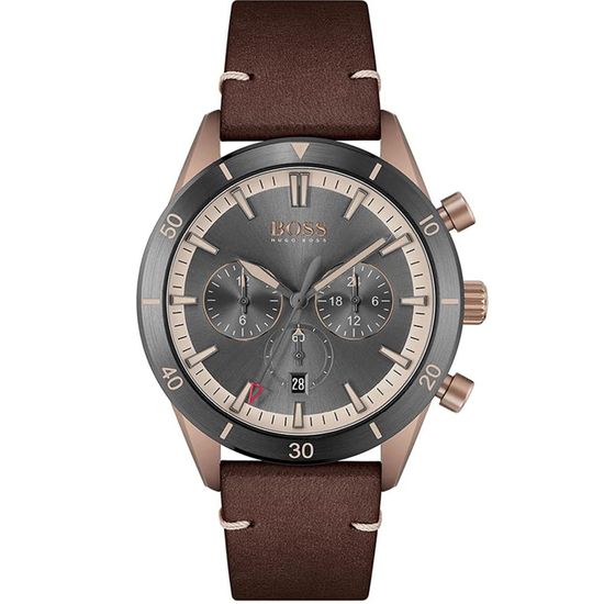 Hugo Boss Montre chronographe à quartz pour homme avec bracelet en cuir ...