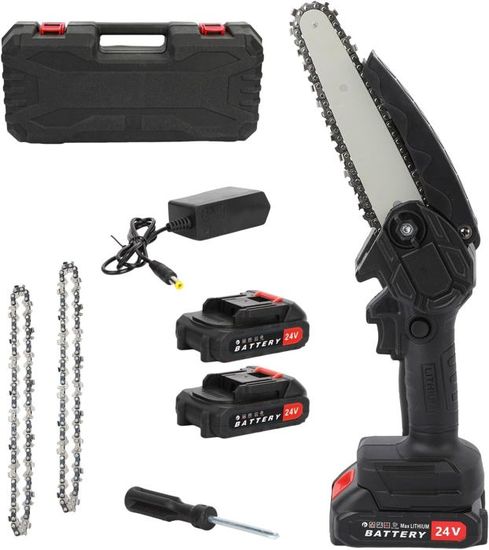 Scie à Perche Sans Fil 2 En 1 Tronçonneuse élagueuse - Rallonge Rétractable 0,3-1,8 M 2 Batteries 1,5 Ah