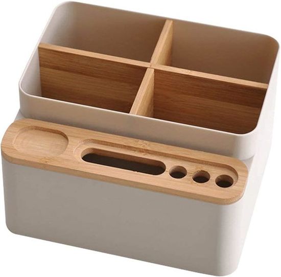 Porte-Crayons En Bois - Présentoir Stylos Bureau - 23x3x2 Cm - Organisateur Papeterie - 12