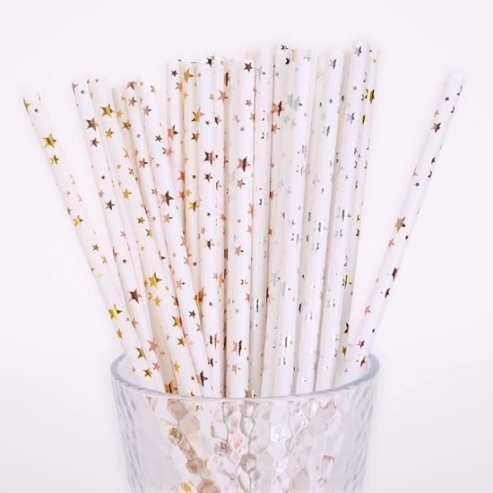 100 Pailles Papier 3D Biodégradables MEIYIDAY - Motifs Fruits Colorés - Pour Cocktails, Jus, Fêtes