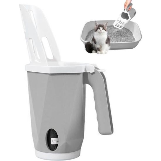 Scooper De Litière Pour Chat Avec Support - Pelle à Déchets Portable Et Gain De Place - Design Ours Mignon - Bac De Rangement Et Sacs Inclus