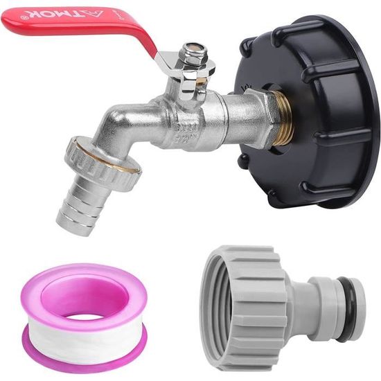 Robinet De Vidange Avec Rallonge Pour Cuve IBC 1000L - Filetage S60x6, Raccord 3/4", Idéal Récupérateur Eau De Pluie - 9