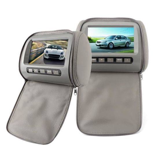 Tbest Lecteur de voiture 2 pièces 7 en HD appuie-tête de voiture lecteur vidéo LCD avec couvercle de fermeture à glissière