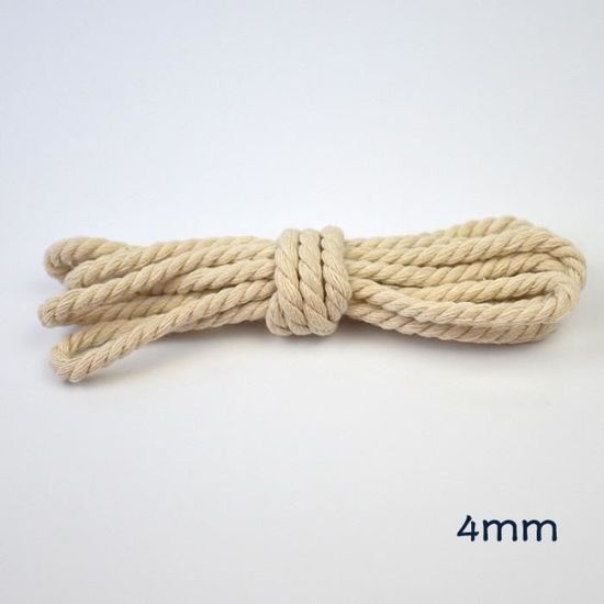 TEMPSA Macramé Corde Coton 5mmx90m Naturel Beige Torsadée DIY Chaîne